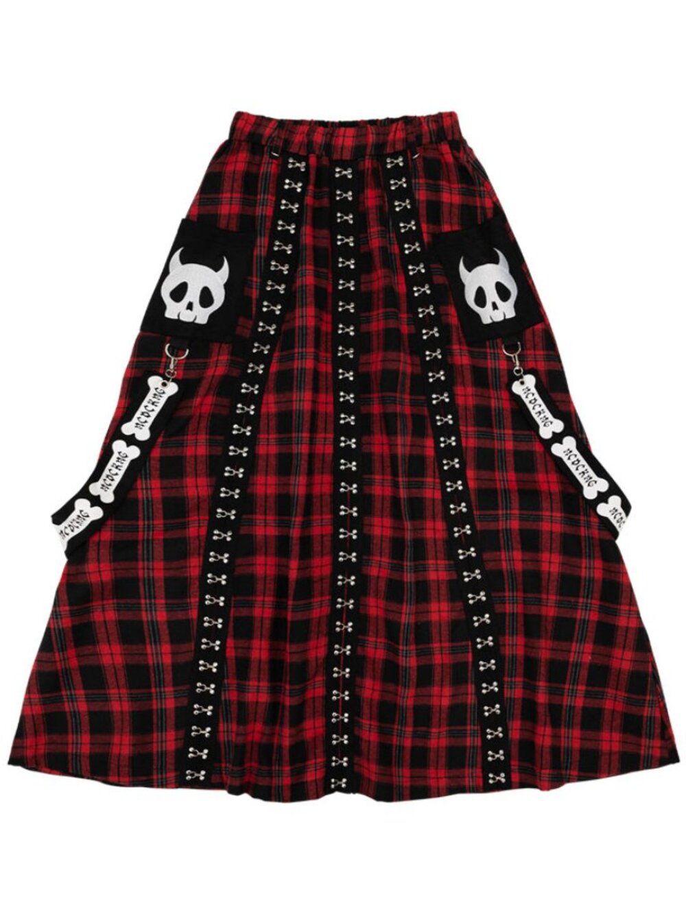 NEW ACDC RAG Zero Dark Gothic Red Tartan Long Skirt